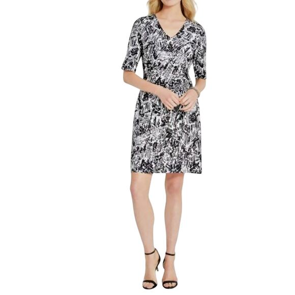 NIC+ZOE NEW $188 Trails Twist Half Sleeve Sheath Dress Black Mutli Size medium - Picture 1 of 5